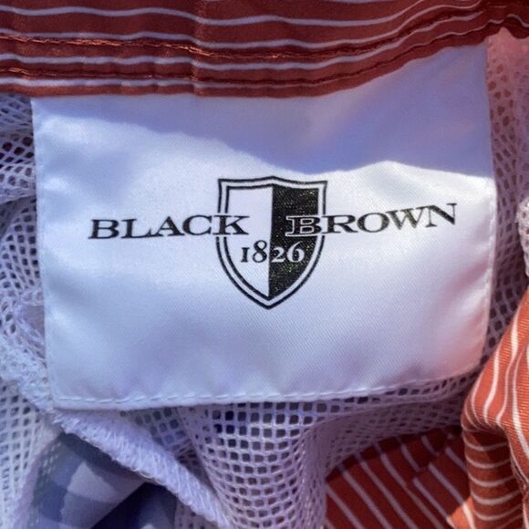 BLACK BROWN NWT MENS SWIMWEAR TRUNKS SHORTS MANDARIN SIZE LARGE - Picture 4 of 6